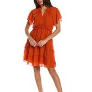 Nanette Lepore Vibrant Orange Clipped Dot Mini Dress Size 14